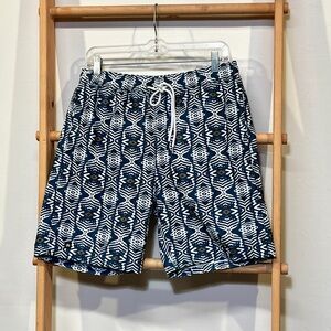 MICROS Men's Blue and White Board Shorts Geometric Design size M